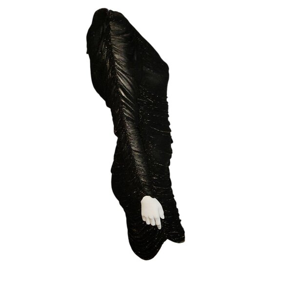 New Leaf California By Samir Dress Womens Size S Metallic Black Gold Ruched Vtg - Picture 4 of 5